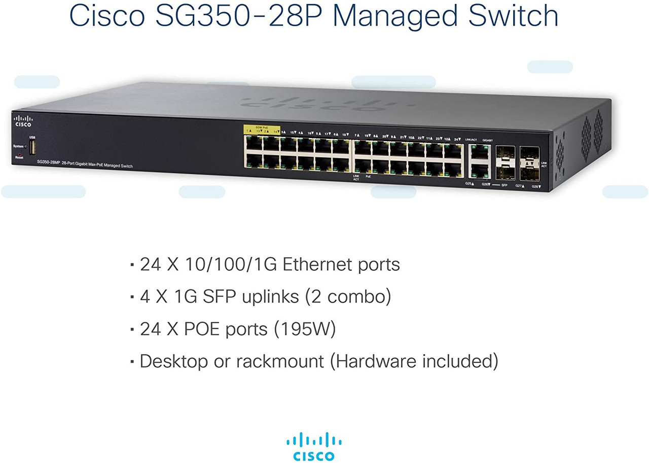 Cisco Sg350-28P 28-Port Gigabit PoE Managed Switch