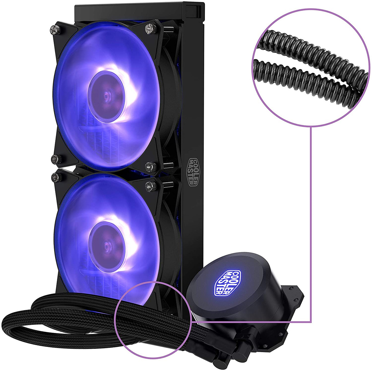 Cooler Master MasterLiquid ML240L RGB Close-Loop CPU Liquid Cooler, 240mm Radiator, Dual Chamber RGB Pump, Dual MF120R RGB Fans, RGB Lighting for AMD Ryzen/Intel LGA1200/1151