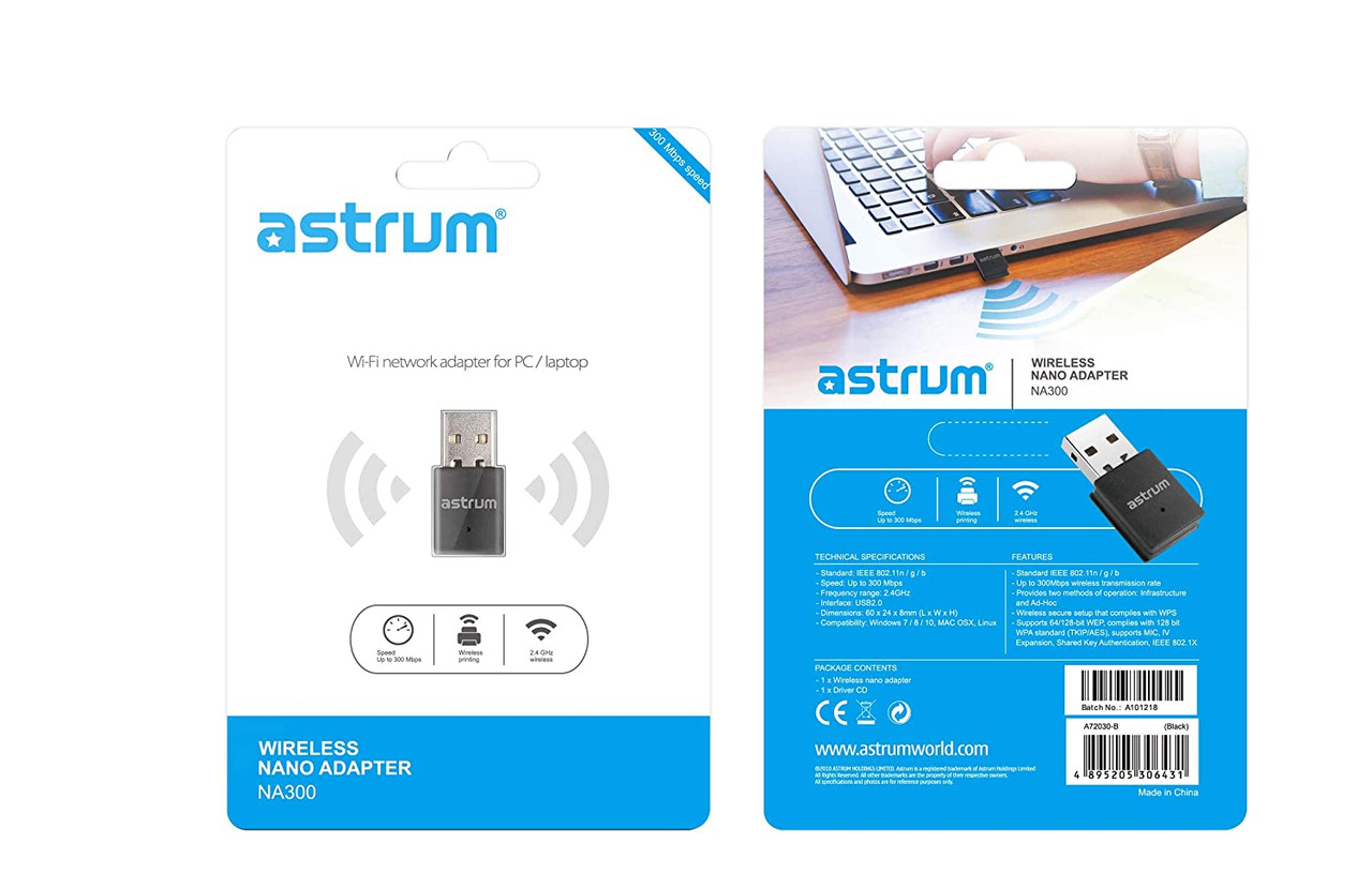 Astrum NA300 Nano Wi-fi Network Adapter for PC 300mbps