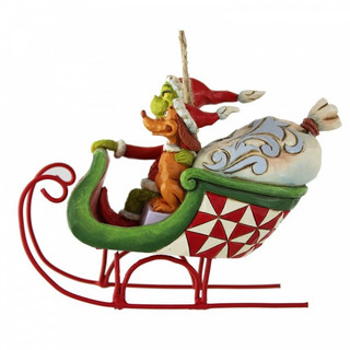 Grinch & Max in Sleigh Hanging Ornament figurine by Jim Shore