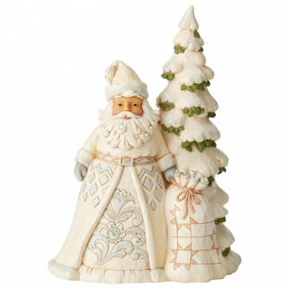 Jim Shore's Heartwood Creek White Woodland Santa with Tree figurine