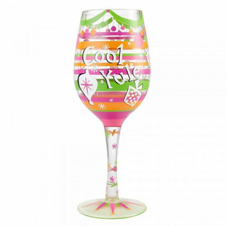 Lolita Pretty As A Peacock Hand Painted Wine Glass 15 oz