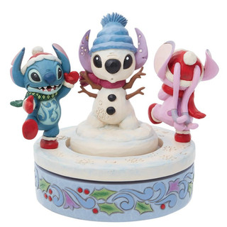 Disney Traditions Snowy Shenanigans Stitch & Angel Rotating Christmas Figurine by Jim Shore 6013061