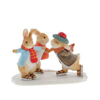 Beatrix Potter Peter, Benjamin and Flopsy Skating Christmas Figurine A31050