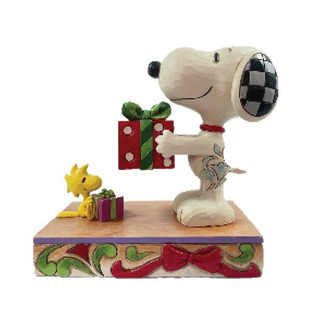 Snoopy and Woodstock Giving Gifts Christmas Figurine By Jim Shore 6013047