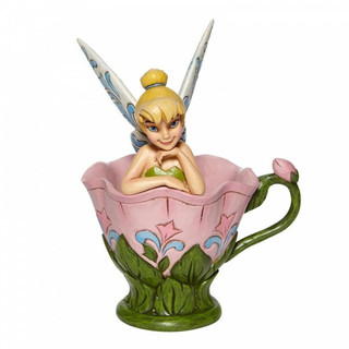 Disney Traditions Tinker Bell from Peter Pan in a Pink Flower, shaped as a teacup figurine