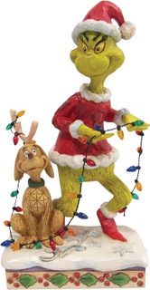 The Grinch and Max Tiptoeing Wrapped in Lights Figurine By Jim Shore 6010779