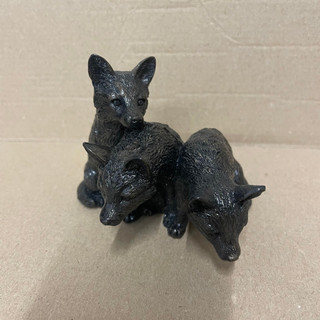 DAMAGED BOX - Border Fine Arts Studio Bronze Fox Cubs Figurine