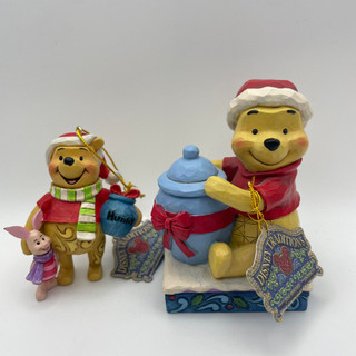 DAMAGED BOX - Disney Traditions Holiday Hunny and Winnie the Pooh and Piglet Hanging Ornament - Winnie the Pooh Double Pack Figurines