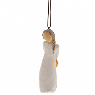 Willow Tree Hanging Ornament Christmas Decoration depicting a girl with a gift for someone