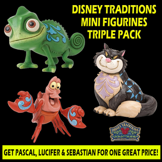 Disney Traditions TRIPLE PACK Mini Figurines - Pascal, Lucifer & Sebastian