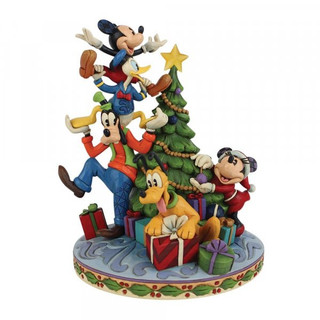 Disney Traditions Fab Five (Mickey, Minnie, Donald, Pluto & Goofy) decorate the Christmas Tree figurine