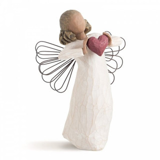 Willow Tree With Love Angel Figurine showing an angel holding a red heart