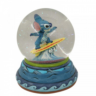 Disney Traditions Stitch, the alien from Lilo & Stitch surfing inside a waterball figurine
