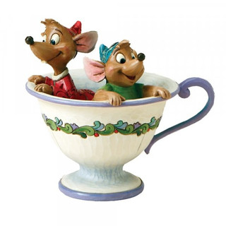 Disney Traditions Jaq & Gus the mice from Cinderella in a tea cup figurine