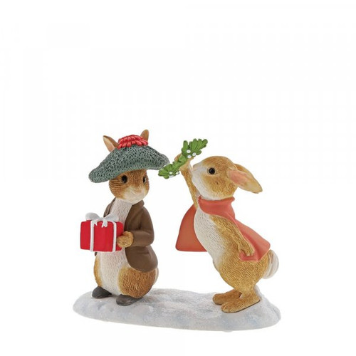 Beatrix Potter Flopsy and Benjamin Bunny Under the Mistletoe figurine