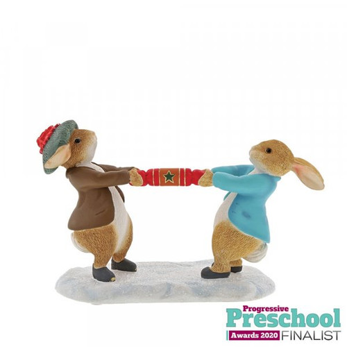 Beatrix potter Peter Rabbit and Benjamin Bunny Pulling a Cracker figurine