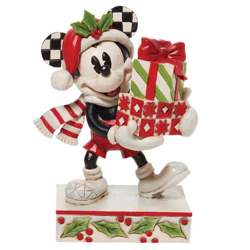 Disney Traditions Mickey with Stack of Presents Figurine By Jim Shore