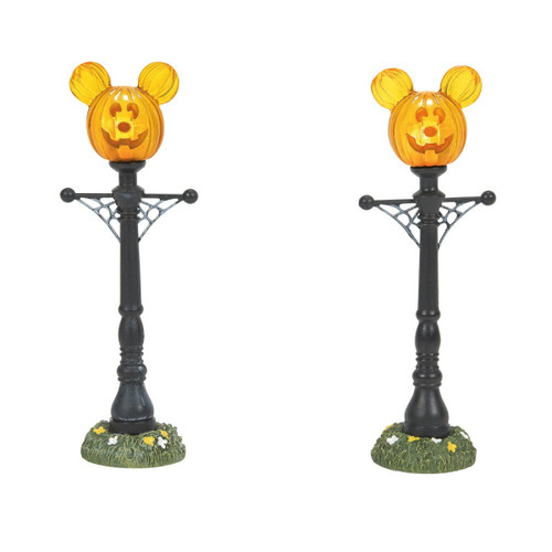 Disney Mickey's Pumpkintown Street Lights Figurine By Department 56