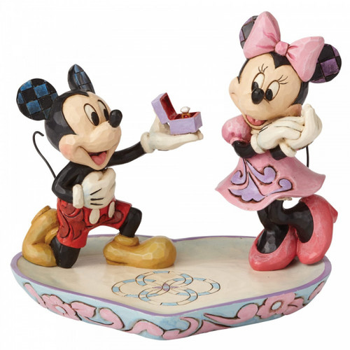 Disney Traditions Mickey Mouse Proposing to Minnie Mouse Figurine on heart shaped base
