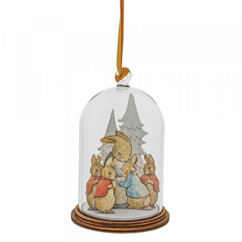 Peter Rabbit and Family at Christmas Wooden Hanging Ornament A30464