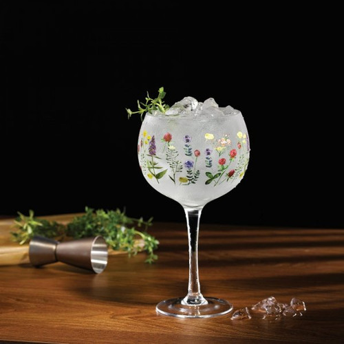 Gin glass by Ginology with Wildflowers design