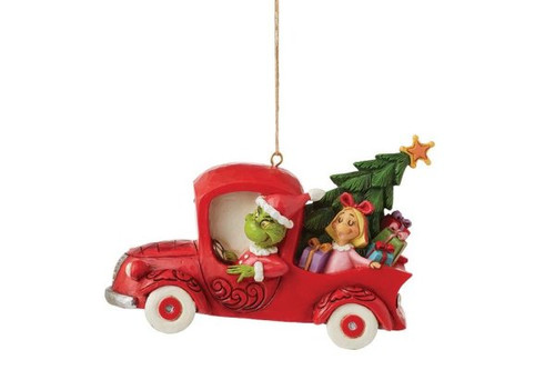 The Grinch in a Red Truck Hanging Ornament By Jim Shore 6012706