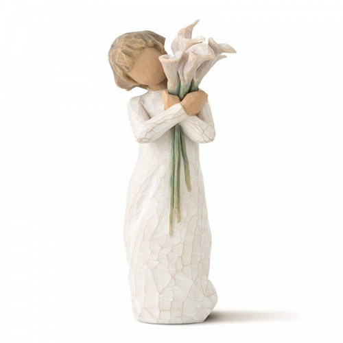 Willow Tree figurine depicting a person holding flowers