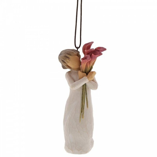 Willow Tree hanging decorative ornament of a girl holding flowers