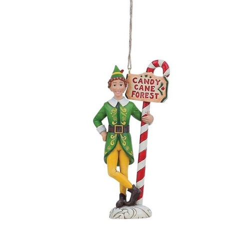 Buddy Elf with Candy Cane Forest Signpost Hanging Ornament By Jim Shore 6013943