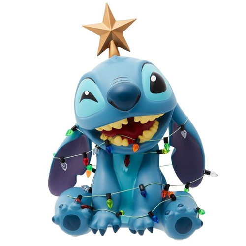 Disney Showcase Christmas Stitch Wrapped In Lights Figurine 6015328