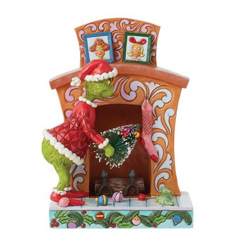 The Grinch Pushing Tree up Fireplace Figurine By Jim Shore 6015214