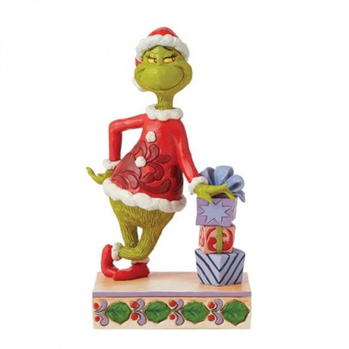 The Grinch Leaning On Stacked Gifts Figurine By Jim Shore 6015218