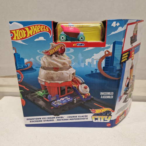 Hot Wheels City Downtown Ice Cream Swirl w/ Pink Car