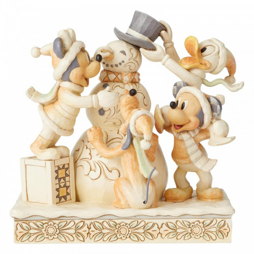 Disney Traditions Mickey, Minnie and Donald build a snowman figurine