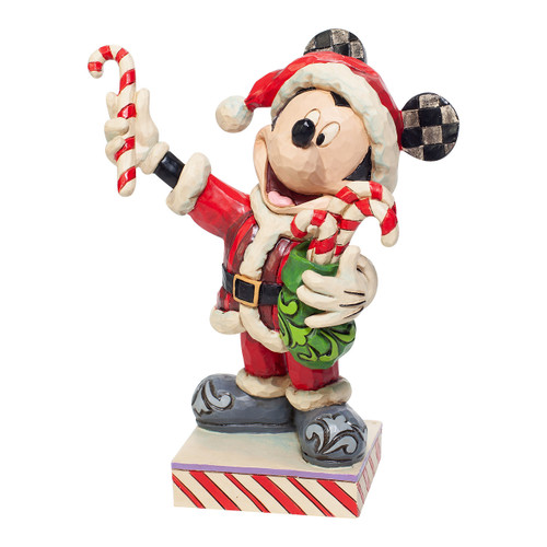 Disney Traditions Mickey Mouse dressed as Santa with Candy Canes figurine