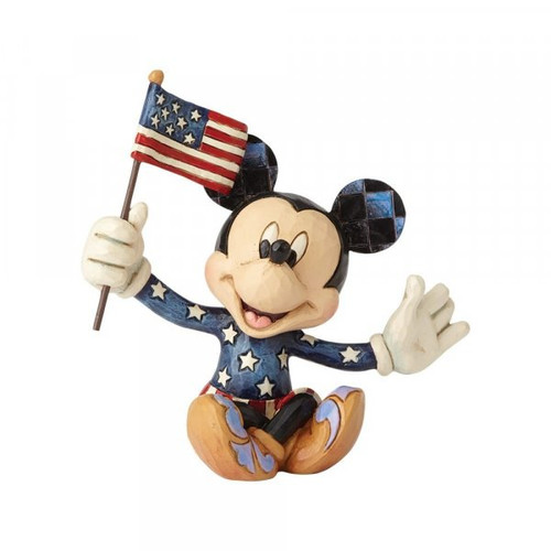 Disney Traditions Mickey Mouse in Patriotic dress waving the American Flag mini figurine