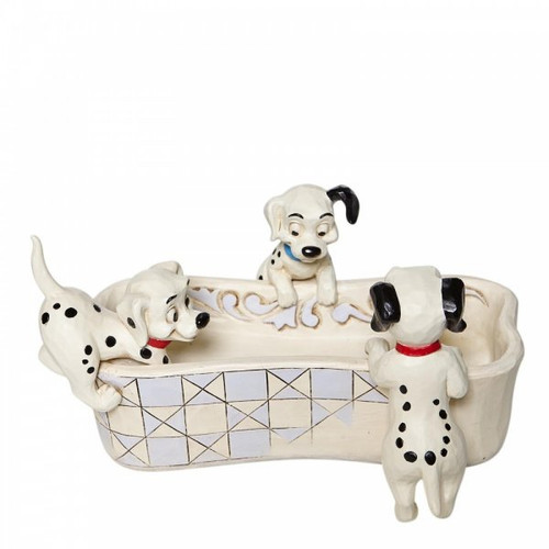 Disney Traditions Lucky and siblings are hunting for a treat or maybe somewhere to hide it in this bone-shaped dish figurine