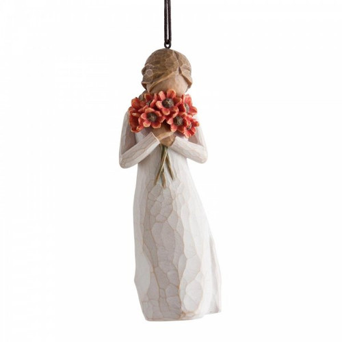 Willow Tree Surrounded by Love Hanging Ornament Christmas Decorationof a girl with a bunch of flowers