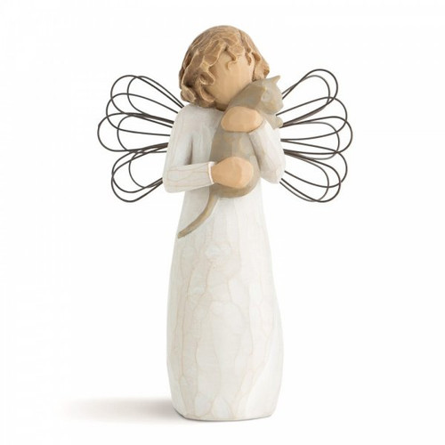 Willow Tree With Affection Angel Figurine showing an angel holding a cat