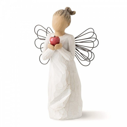 Willow Tree You're The Best Angel Figurine showing an angel holding a red apple