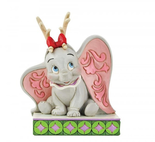 Disney Traditions Dumbo the circus elephant dressed as a reindeer for Christmas figurine