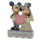 Disney Traditions Mickey as Groom & Minnie as Bride with a pink heart figurine