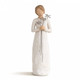 Willow Tree Grateful Figurine showing a girl holding wire flowers