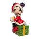 Disney Traditions Minnie Mouse sits on a present sipping hot chocolate figurine