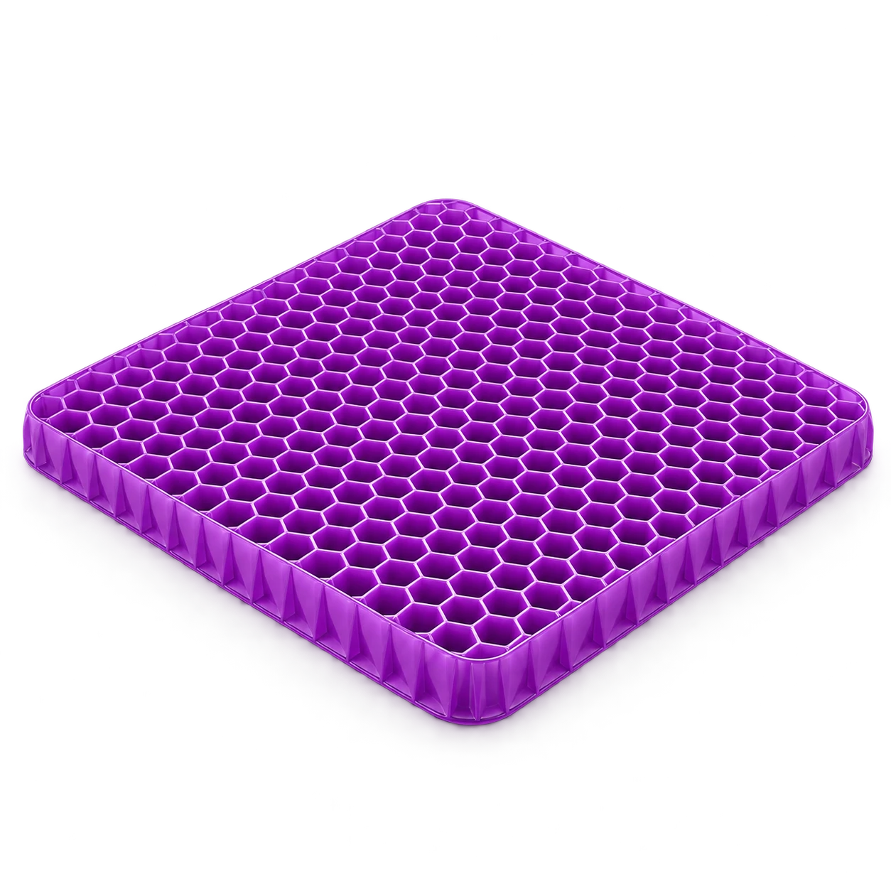 Purple flat rectangular honeycomb gel pad with no tailbone cutout