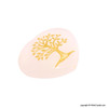 Selenite Heart Shape palm worry stone engraved with aura tree
