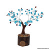 Halo Cube Turquoise tree with Garnet - Petite Bonsai Crystal tree