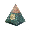 Green Aventurine tall pyramid with crystal point and copper sign