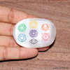 Selenite Palm worry stones engraved with colorful Reiki Signs - Oval Shape